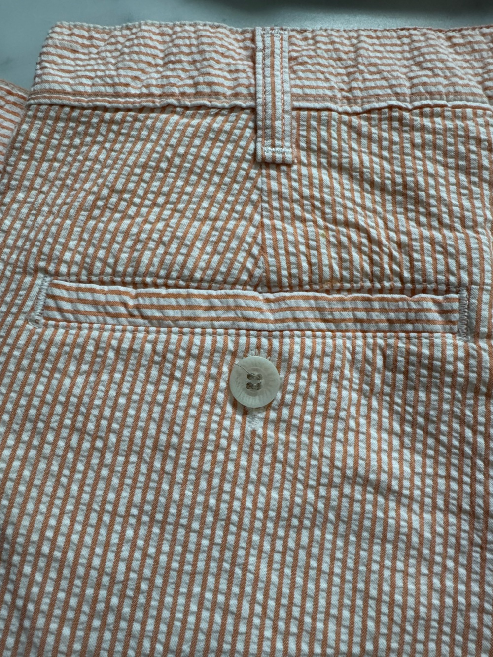 Parker Peach and White Striped Seersucker Shorts - Picture 4 of 4